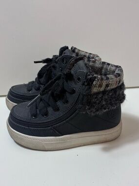 Billy Footwear Toddler 7M High Top Winter Sneakers Faux Fur Plaid Cuff Black